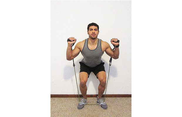 Resistance Bands Exercises: Squat to Press Exercise