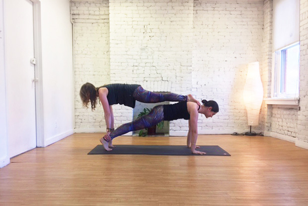 5 Beginner AcroYoga Poses That Are Totally Doable: Stacked Planks Pose